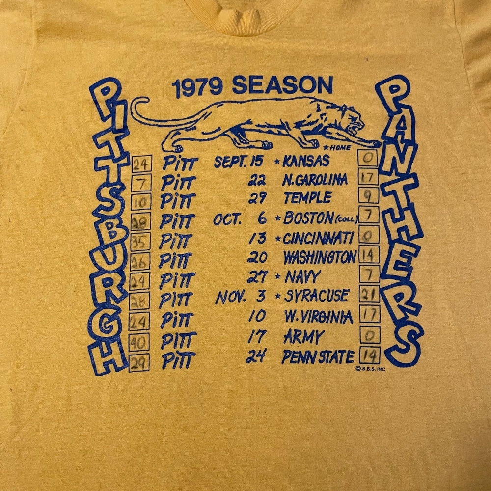 *VINTAGE* University of Pittsburgh 1979 Football Season Schedule T-Shirt